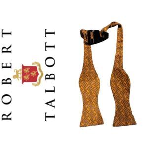 Robert Talbott Men's Gold & Blue Bow Tie Size OS
